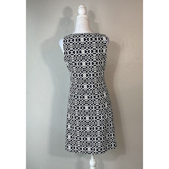 Jude Connally Women's Size Small Brown White Lattice Sleeveless Shift Dress - Picture 3 of 7